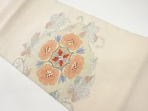 綴れ華文に花唐草模様織出し名古屋帯